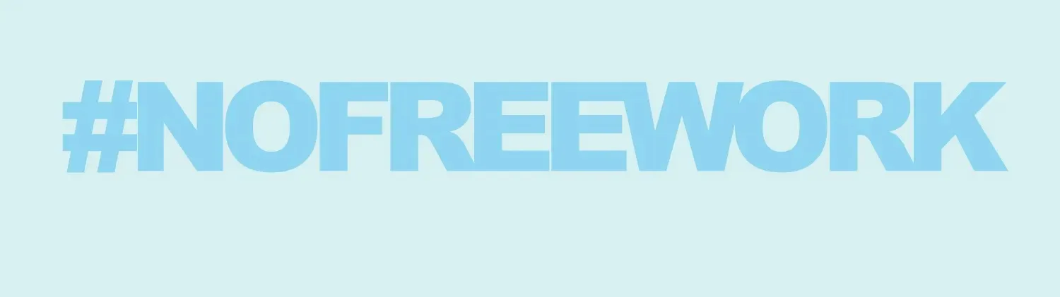 Illustration reminding designers to never work for free