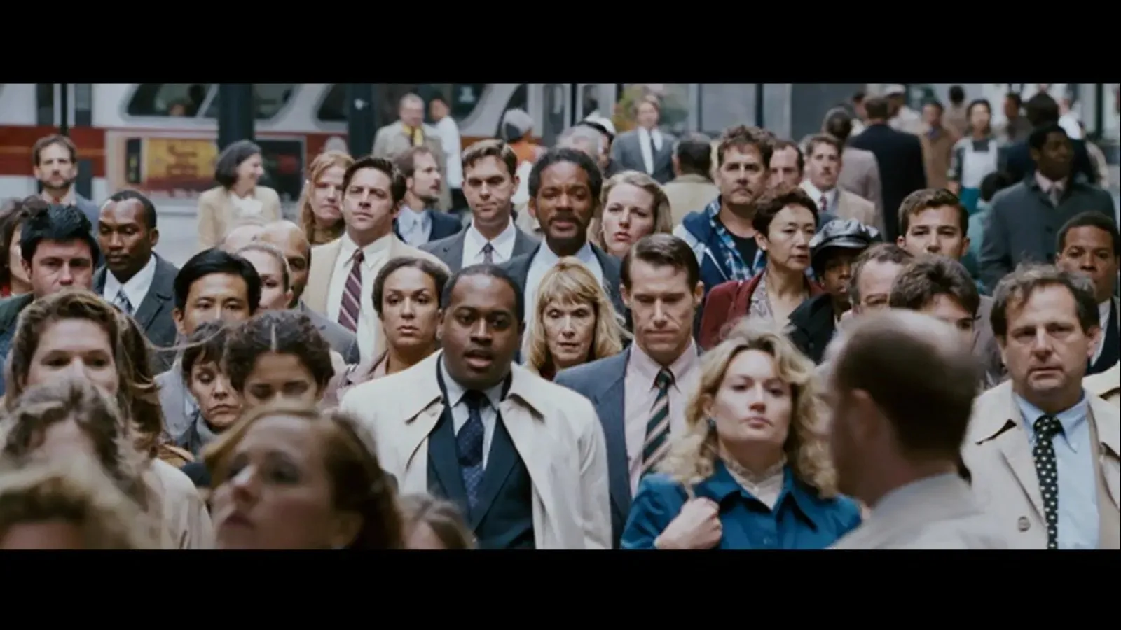 Chris Gardner and his son in a scene from The Pursuit of Happyness
